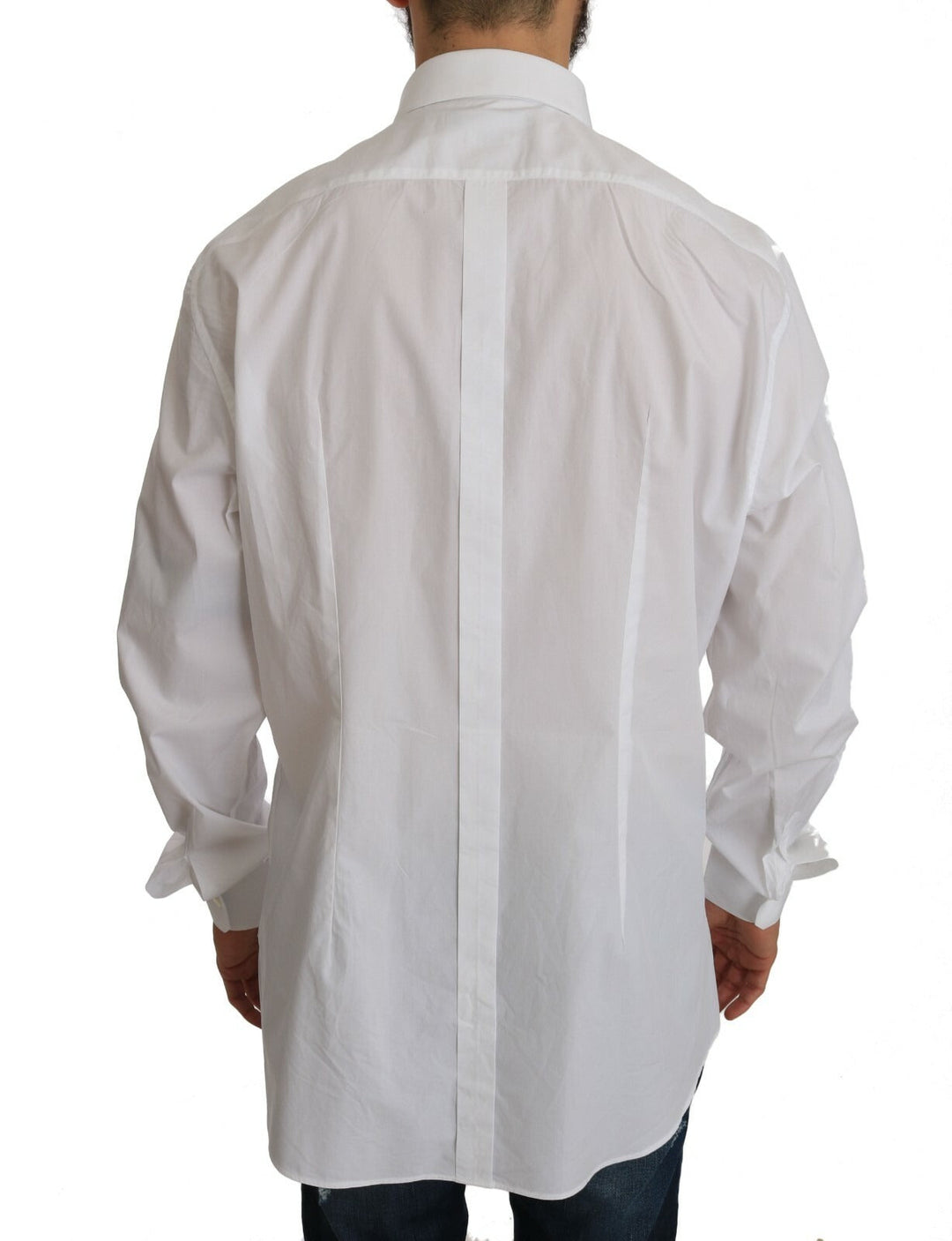 Men’s Dolce &amp; Gabbana White 100% Cotton Gold Slim Dress Shirt