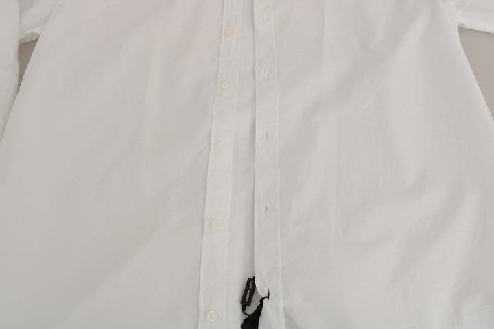 Dolce &amp; Gabbana White 100% Cotton Gold Slim Dress Shirt