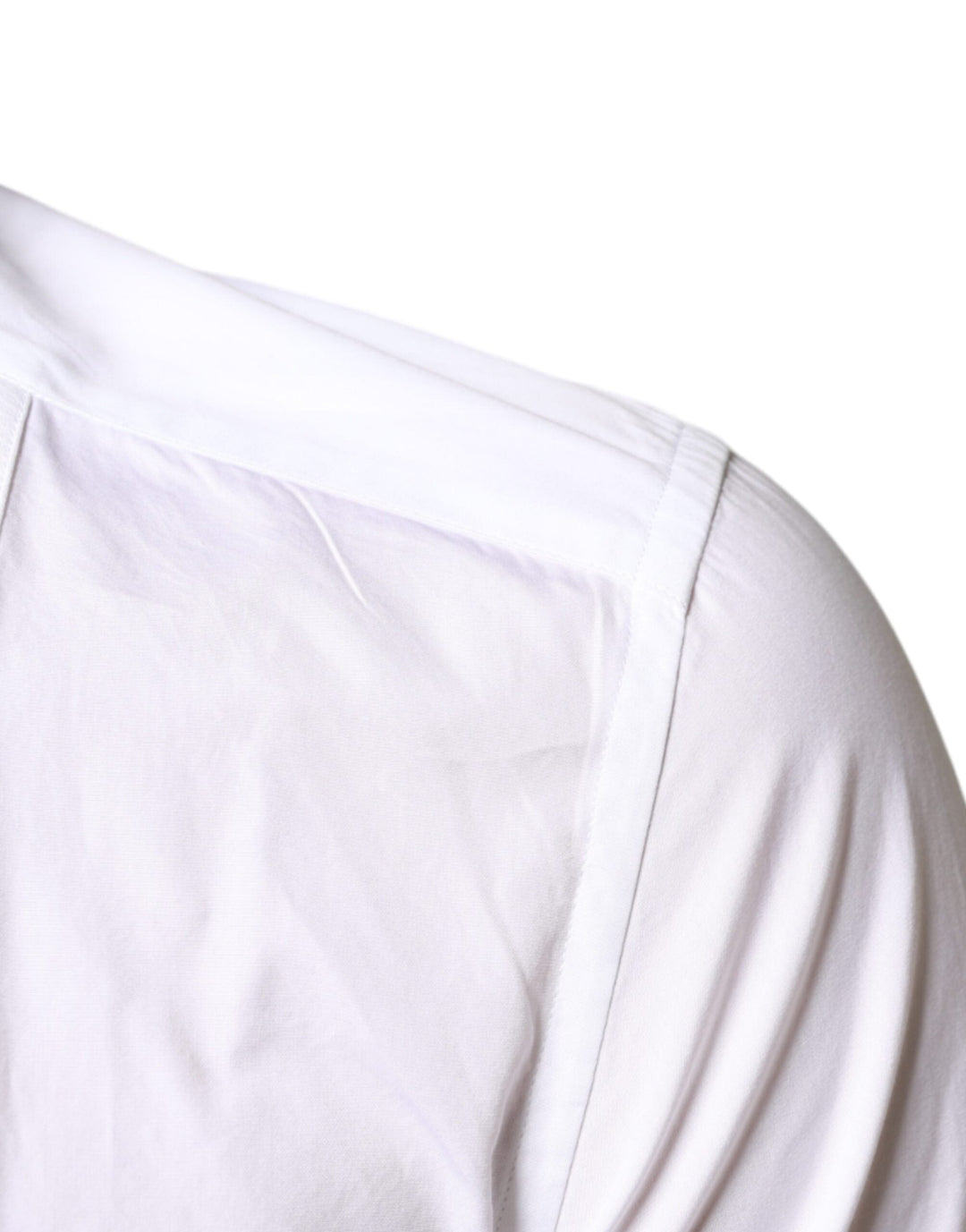Dolce &amp; Gabbana White Bib Cotton Poplin Formal Dress Shirt