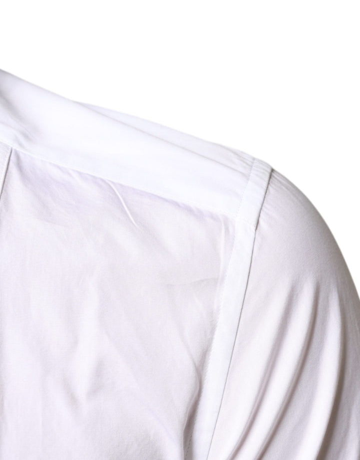 Dolce &amp; Gabbana White Bib Cotton Poplin Formal Dress Shirt