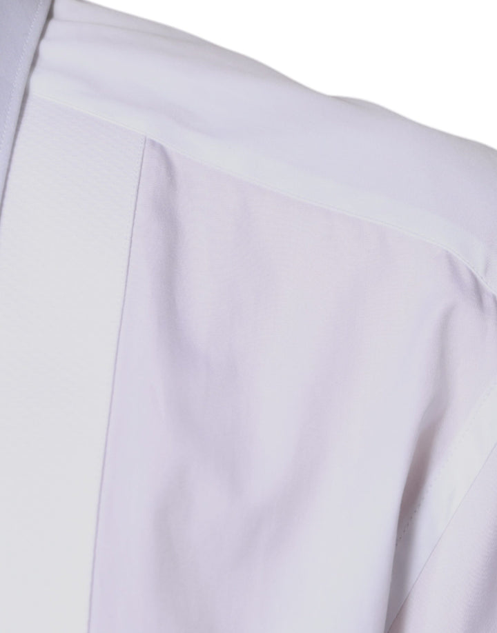 Dolce &amp; Gabbana White Bib Cotton Poplin Gold Formal Shirt