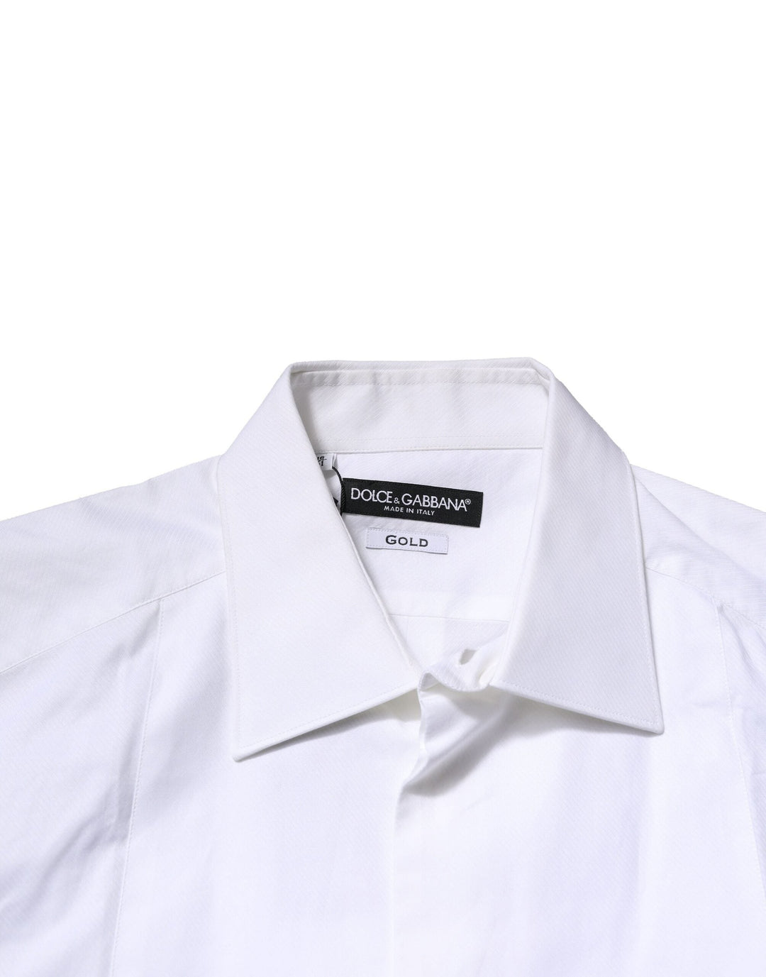 Men’s Dolce &amp; Gabbana White Bib Cotton Poplin Gold Men Formal Shirt