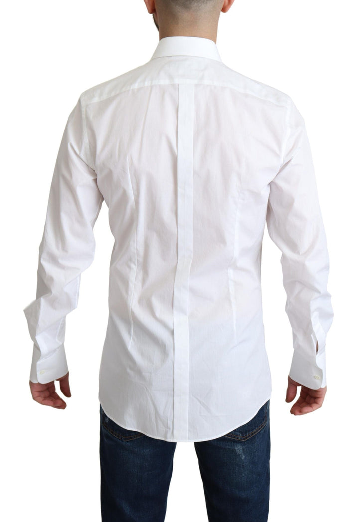 Men’s Dolce &amp; Gabbana White Bib Cotton Poplin Men Formal Shirt