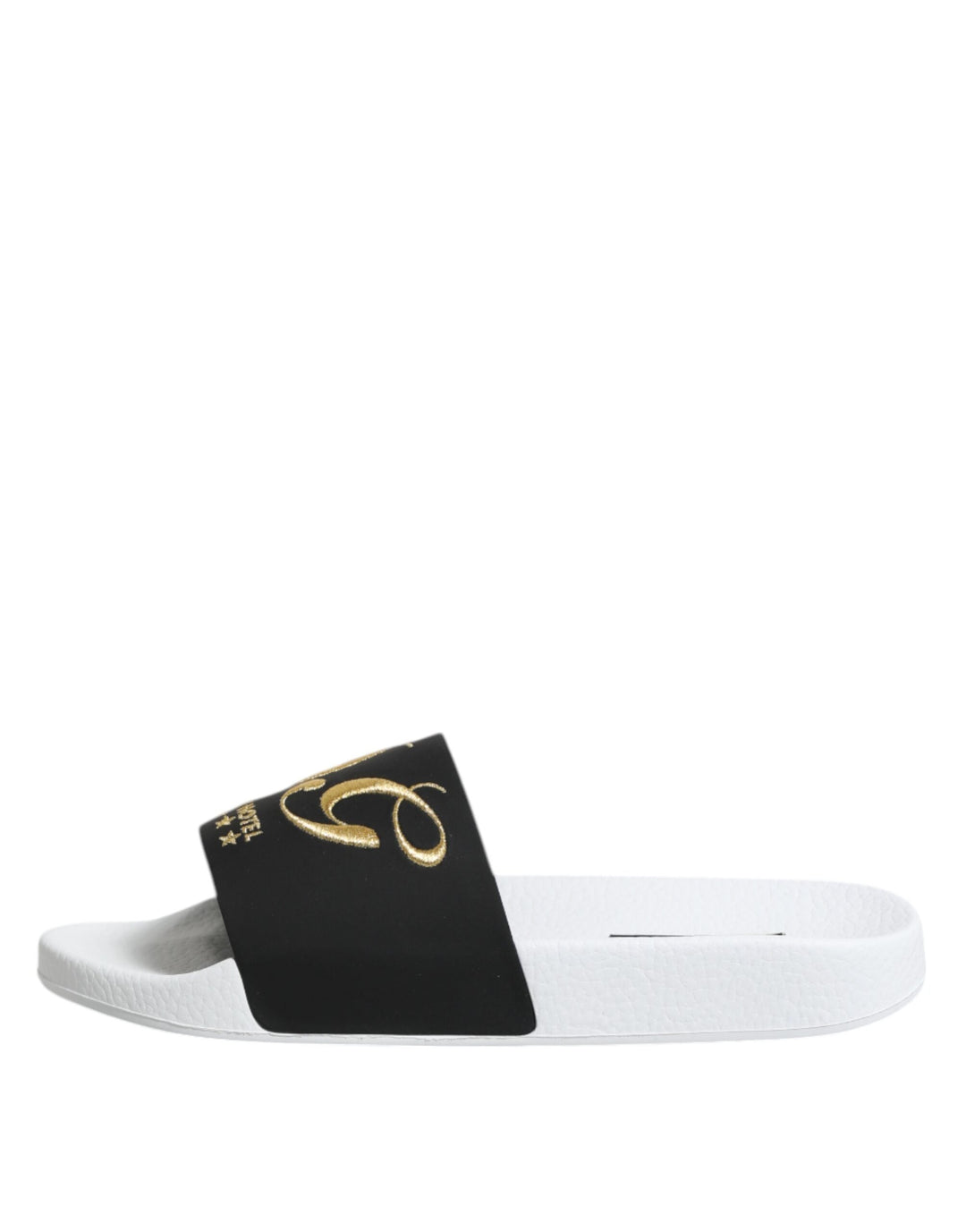 Men’s Dolce &amp; Gabbana White Black Leather Sandals Beachwear Shoes