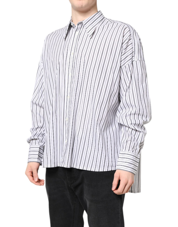 Dolce &amp; Gabbana White Black Stripe Button Down Casual Shirt