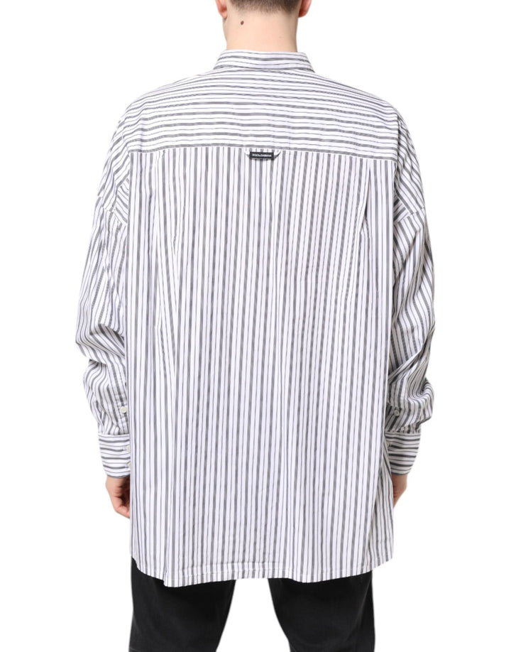 Dolce &amp; Gabbana White Black Stripe Button Down Casual Shirt