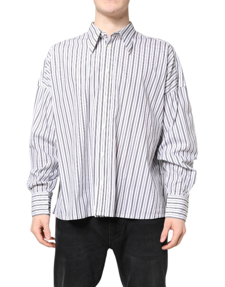 Dolce &amp; Gabbana White Black Stripe Button Down Casual Shirt