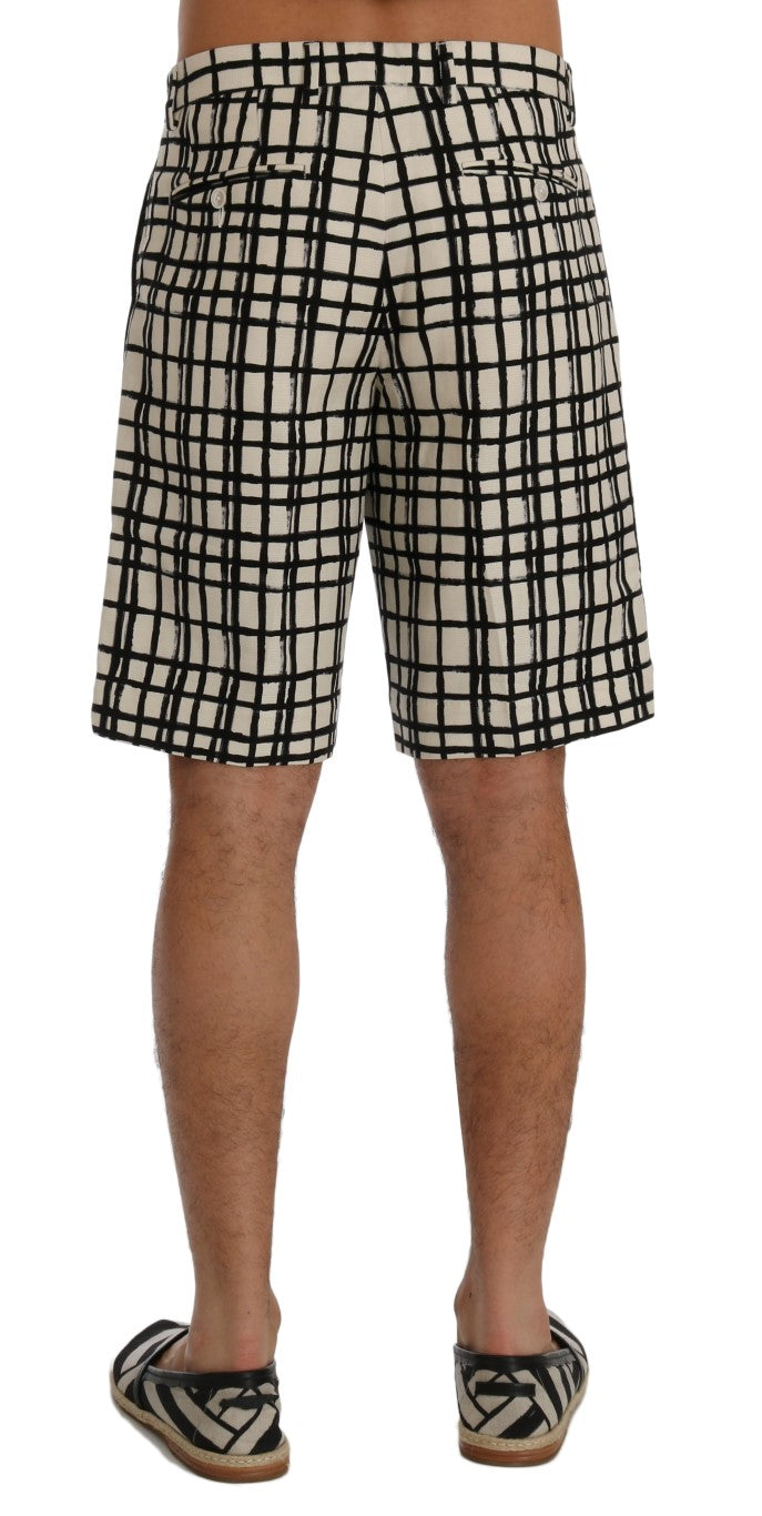 Men’s Dolce &amp; Gabbana White Black Striped Casual Shorts