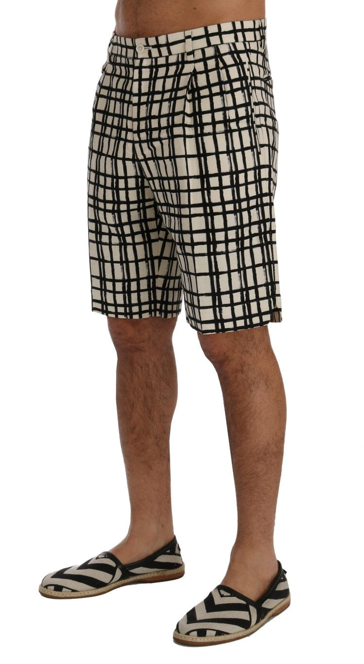 Men’s Dolce &amp; Gabbana White Black Striped Casual Shorts
