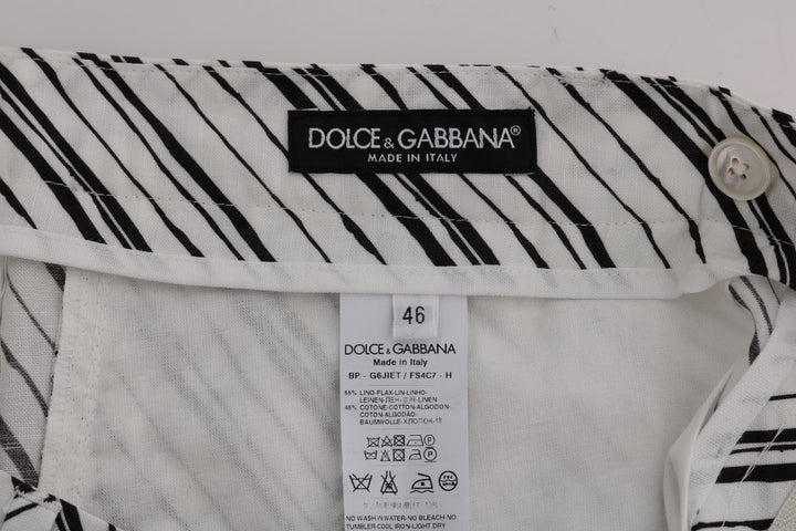 Men’s Dolce &amp; Gabbana White Black Striped Casual Shorts