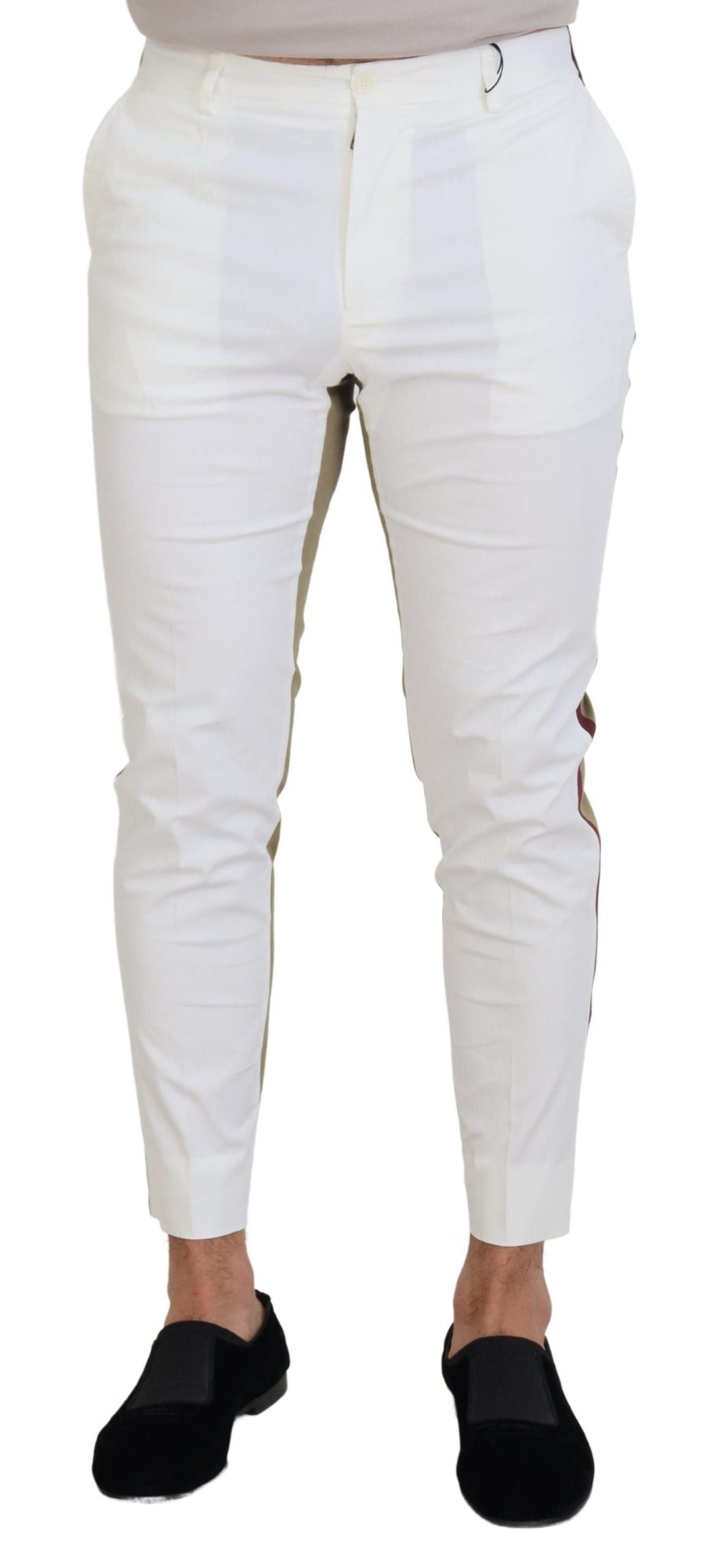 Men’s Dolce &amp; Gabbana White Brown Slim Fit Chino Pants