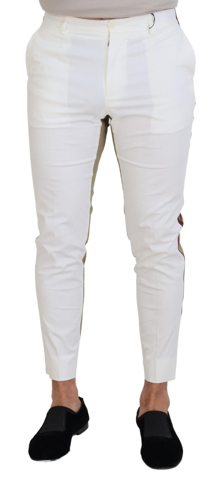 Men’s Dolce &amp; Gabbana White Brown Slim Fit Chino Pants