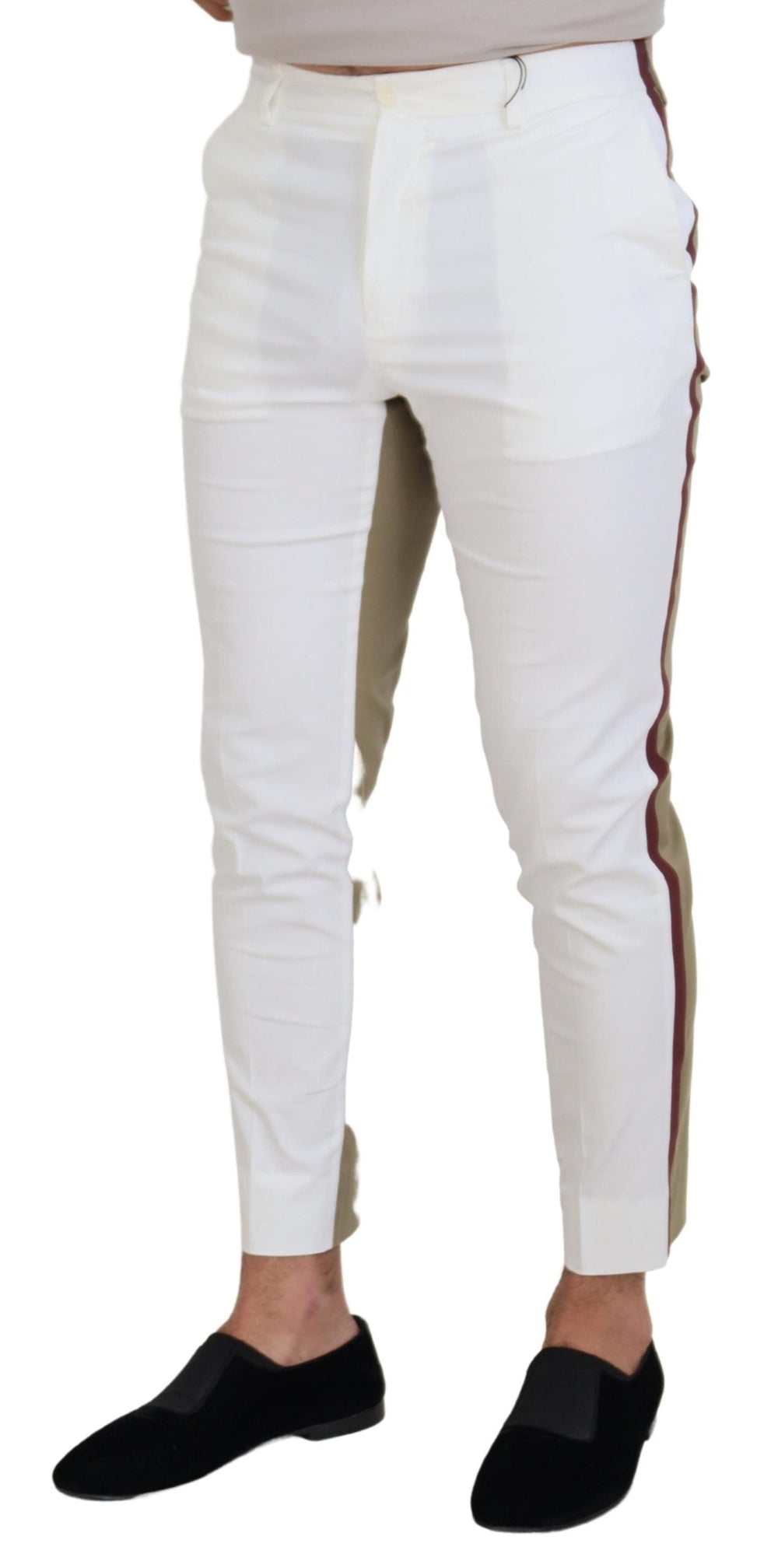 Men’s Dolce & Gabbana White Brown Slim Fit Chino Pants