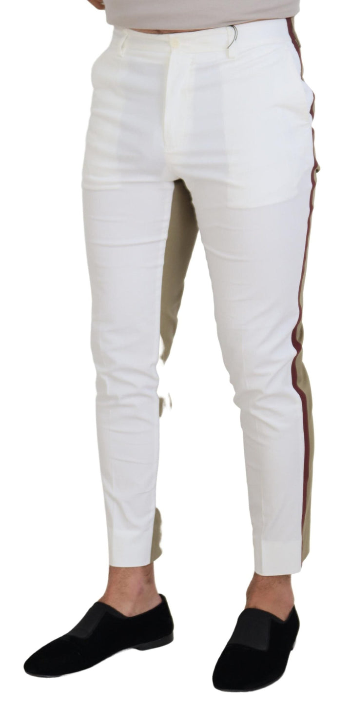 Men’s Dolce &amp; Gabbana White Brown Slim Fit Chino Pants