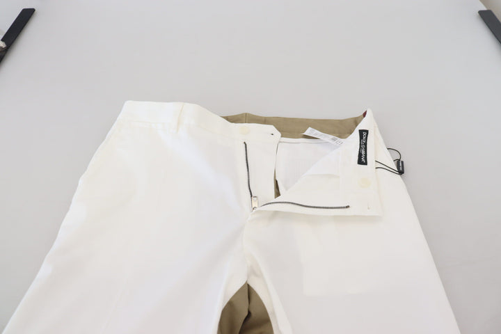 Men’s Dolce &amp; Gabbana White Brown Slim Fit Chino Pants