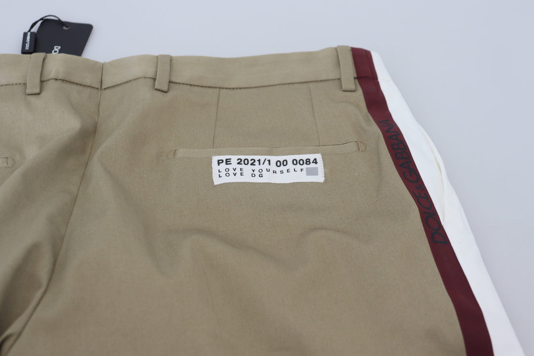 Men’s Dolce &amp; Gabbana White Brown Slim Fit Chino Pants