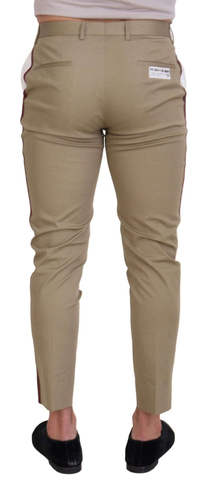 Men’s Dolce &amp; Gabbana White Brown Slim Fit Chino Pants
