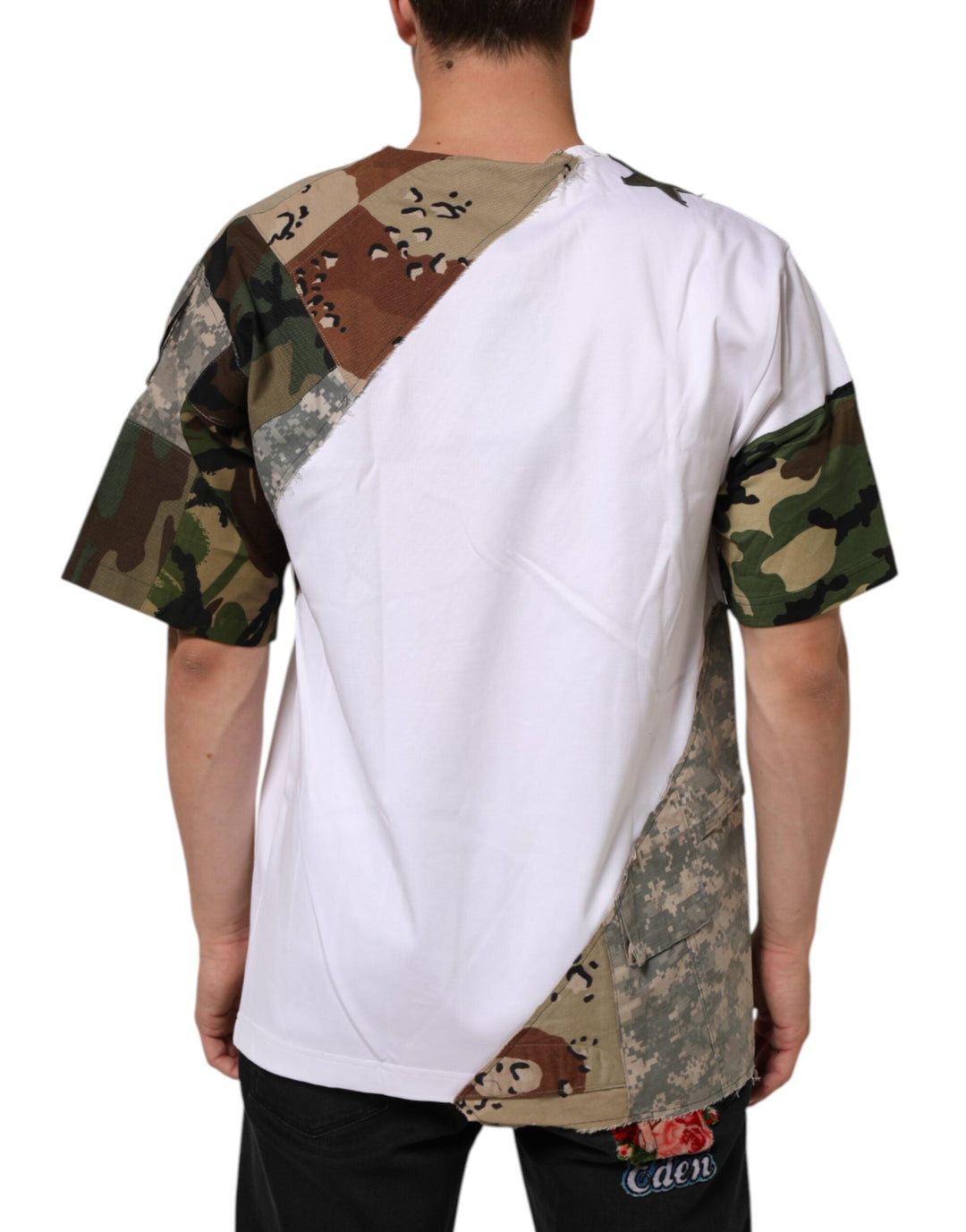 Dolce &amp; Gabbana White Camouflage Patckwork Men Cotton T-shirt