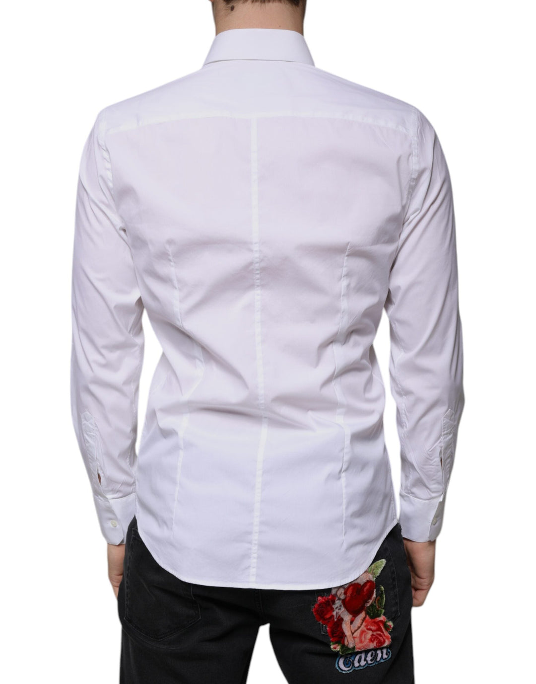 Dolce &amp; Gabbana White Cotton Blend Men Martini Dress Shirt