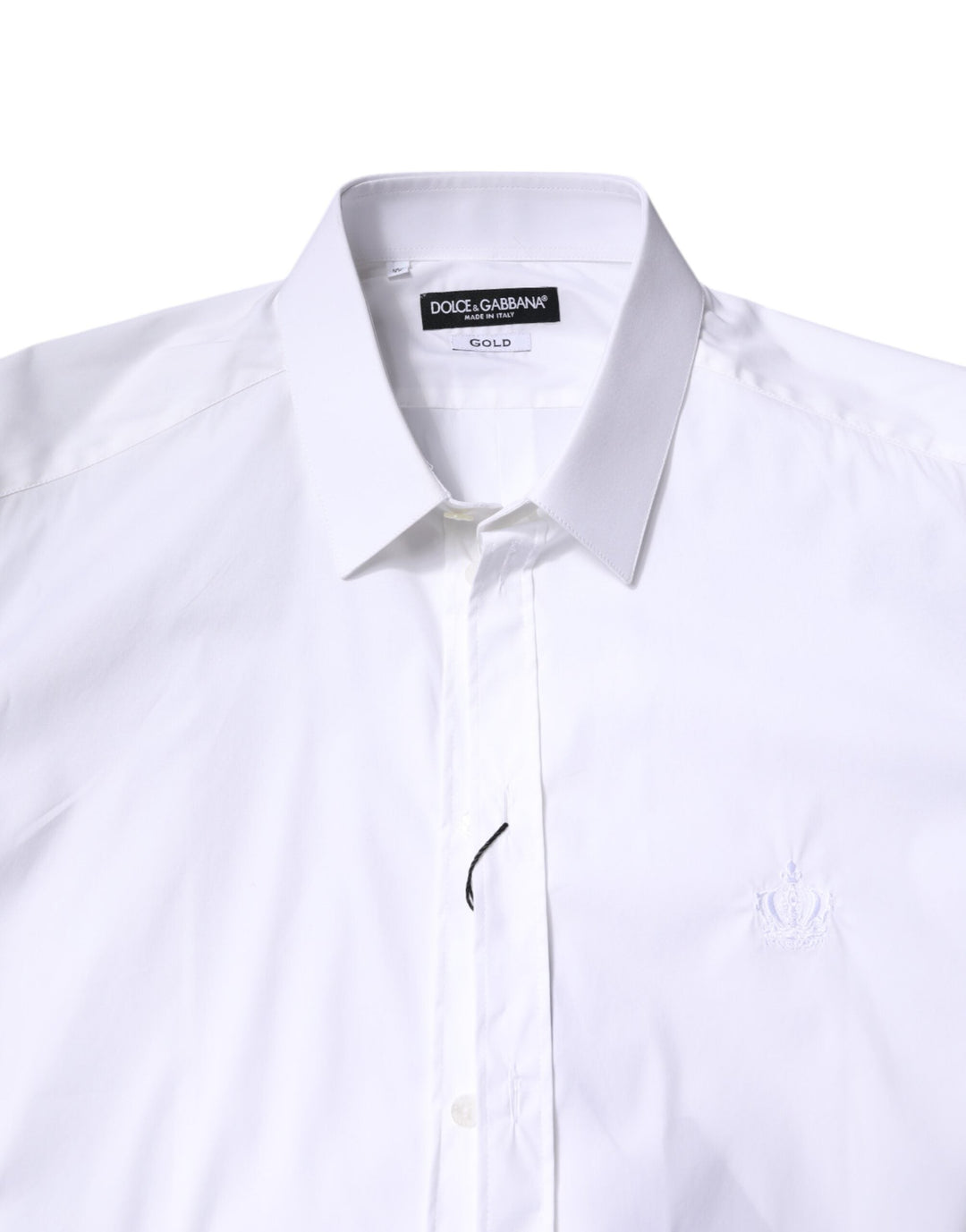 Men’s Dolce &amp; Gabbana White Cotton Collared Gold Formaldress Shirt