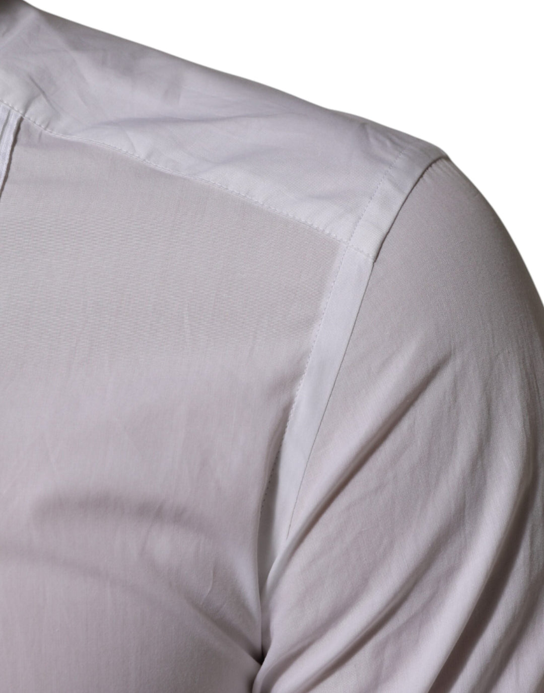 Dolce &amp; Gabbana White Cotton Collared Long Sleeve Gold Dress Shirt