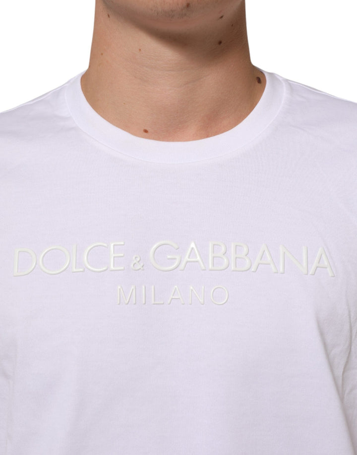 Dolce &amp; Gabbana White Cotton Crew Neck Short Sleeves T-shirt