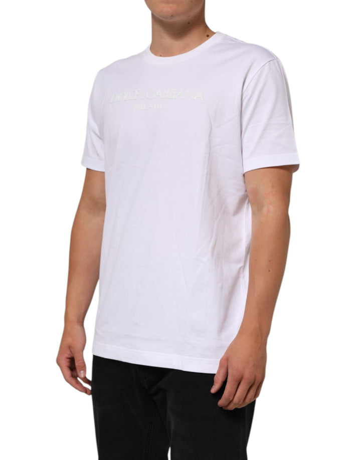 Dolce &amp; Gabbana White Cotton Crew Neck Short Sleeves T-shirt