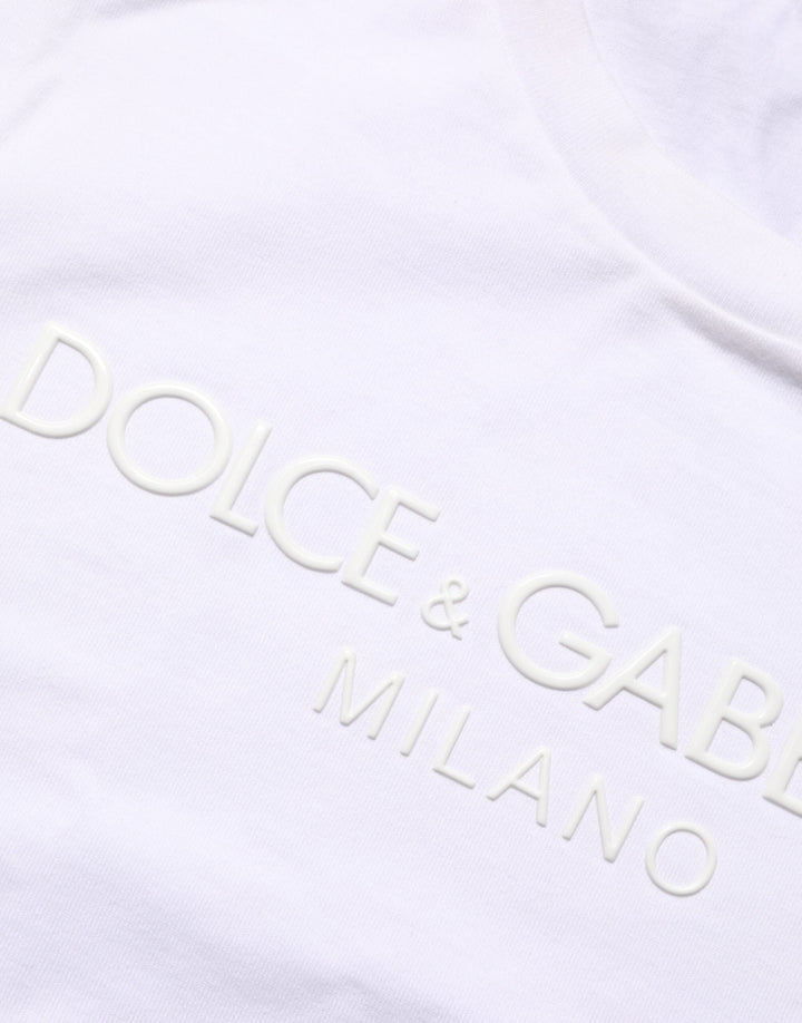 Dolce &amp; Gabbana White Cotton Crew Neck Short Sleeves T-shirt