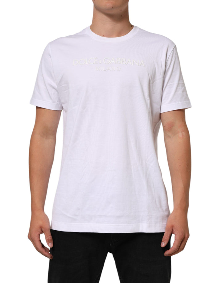 Dolce &amp; Gabbana White Cotton Crew Neck Short Sleeves T-shirt