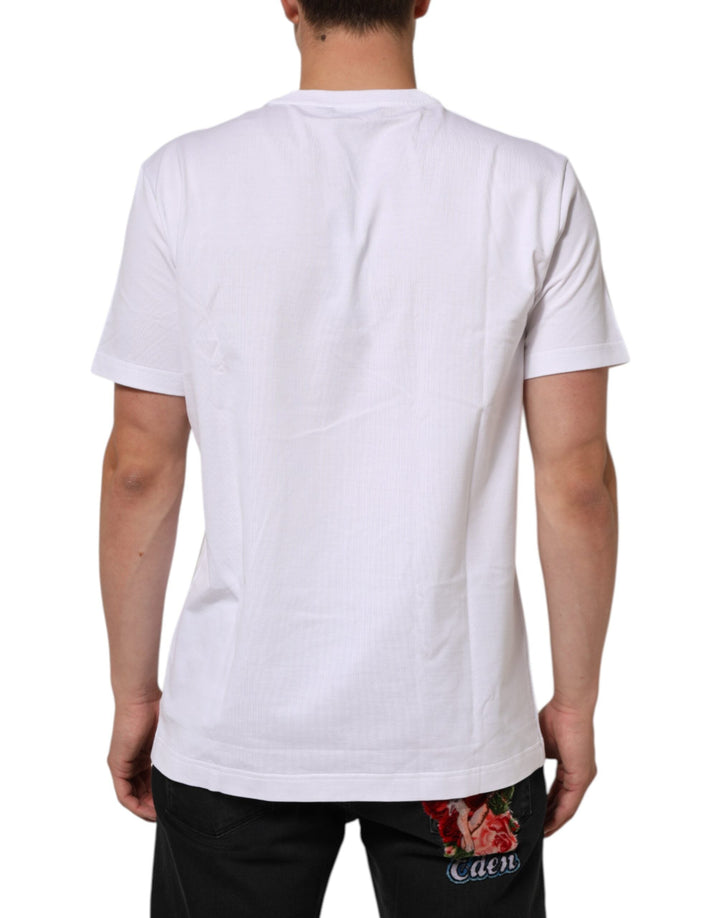Dolce &amp; Gabbana White Cotton Crew Neck Short Sleeves T-shirt