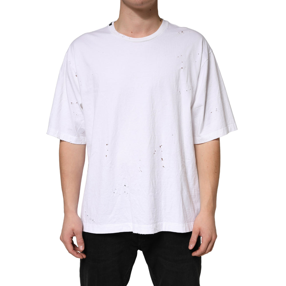 Dolce & Gabbana White Cotton Crewneck Short Sleeve T-shirt
