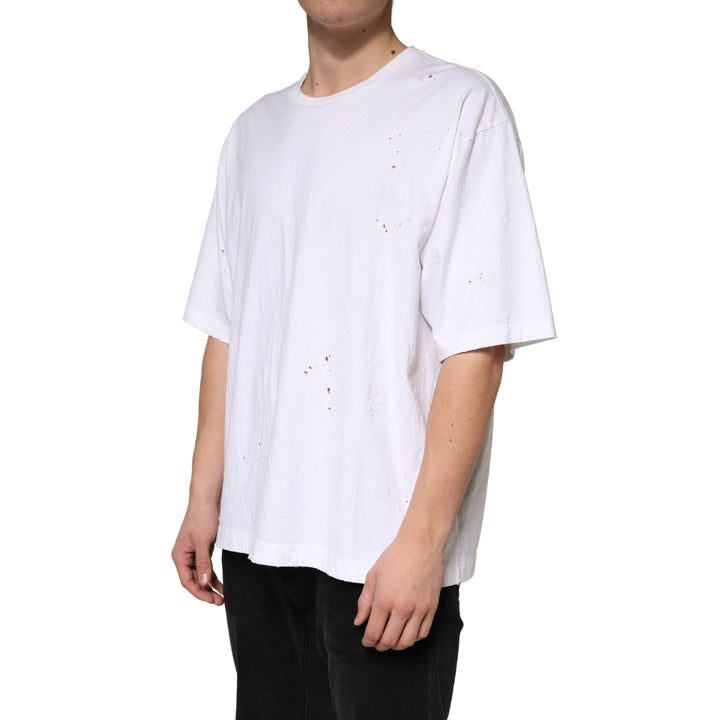 Dolce &amp; Gabbana White Cotton Crewneck Short Sleeve T-shirt