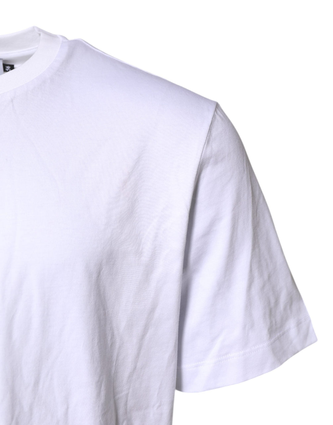Dolce &amp; Gabbana White Cotton Dg Logo Embroidery Men T-shirt