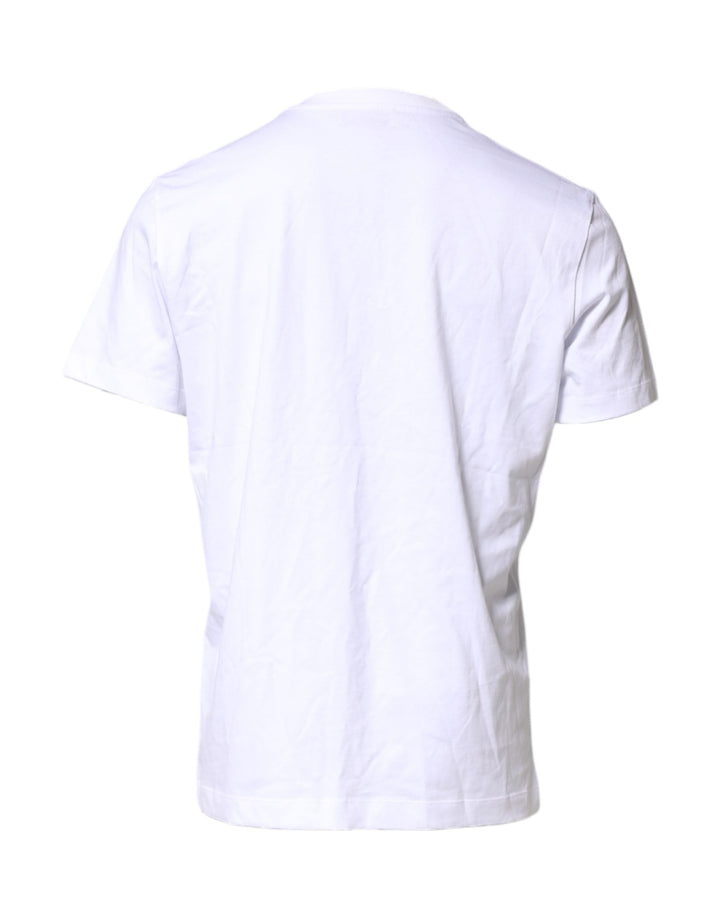 Dolce &amp; Gabbana White Cotton Dg Logo Embroidery Men T-shirt