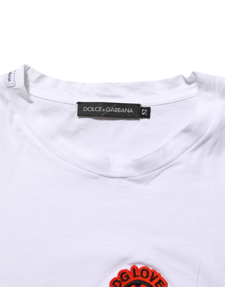 Dolce &amp; Gabbana White Cotton Dg Love Patch Crew Neck T-shirt