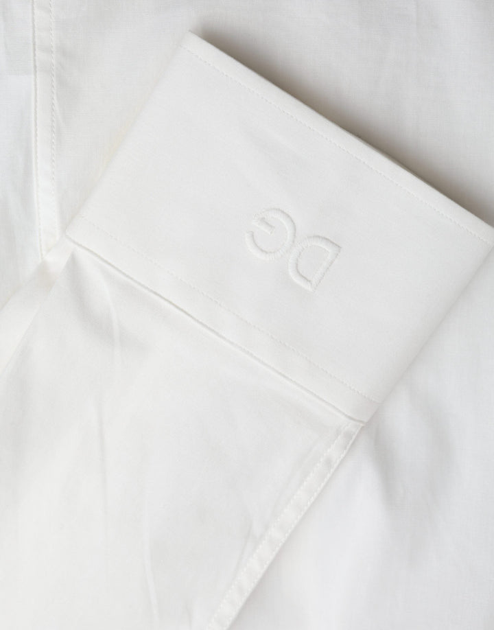 Dolce &amp; Gabbana White Cotton Dress Slim Fit Gold Shirt