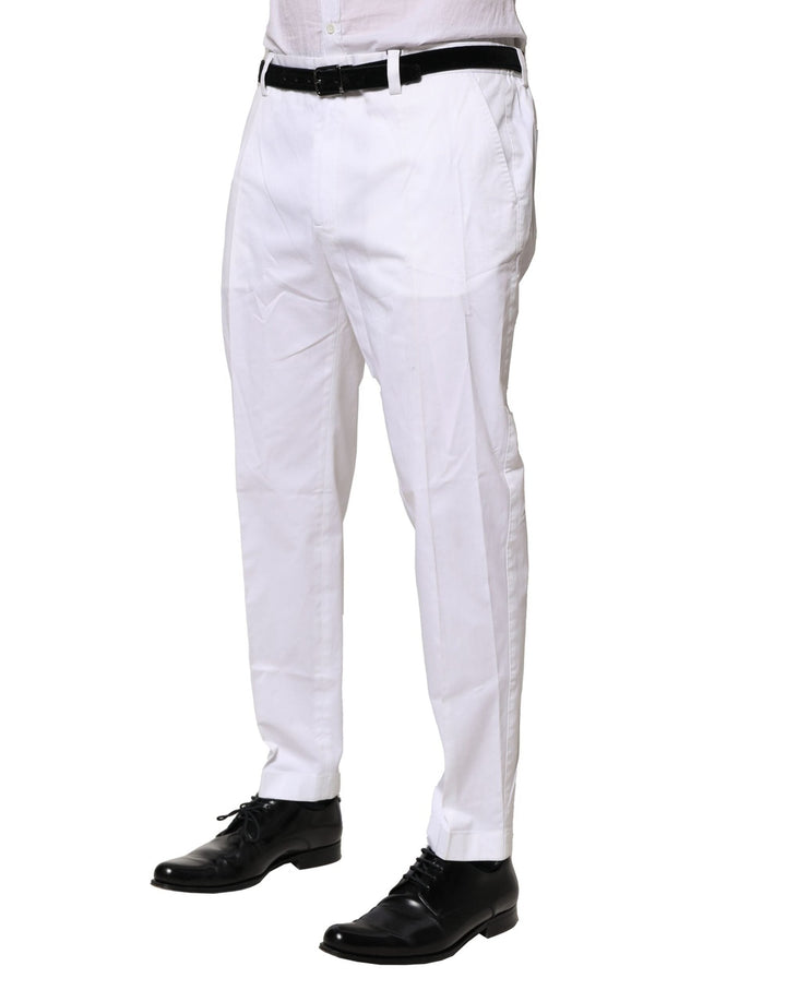 Men’s Dolce &amp; Gabbana White Cotton Dress Slim Formal Pants