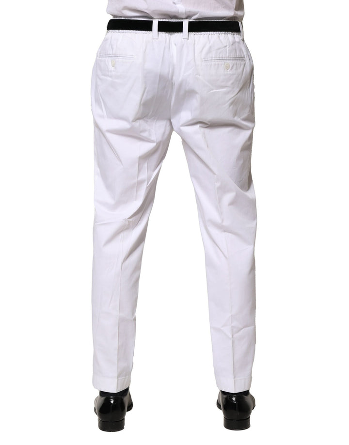 Men’s Dolce &amp; Gabbana White Cotton Dress Slim Formal Pants