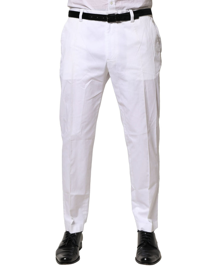 Men’s Dolce &amp; Gabbana White Cotton Dress Slim Formal Pants