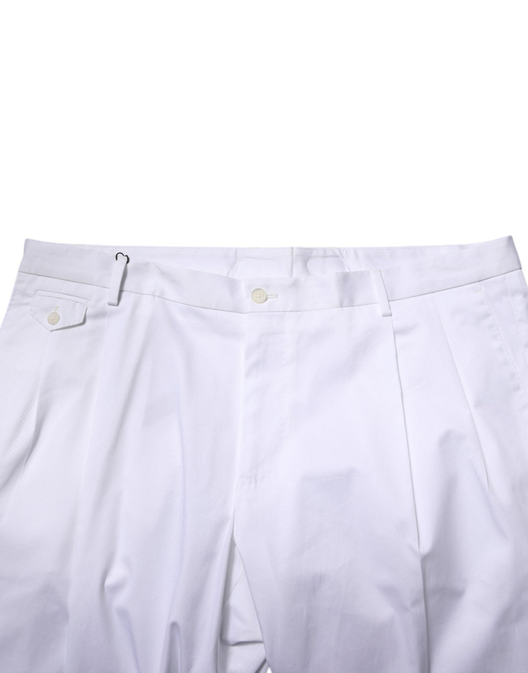 Men’s Dolce &amp; Gabbana White Cotton Dress Slim Formal Trouser Pants