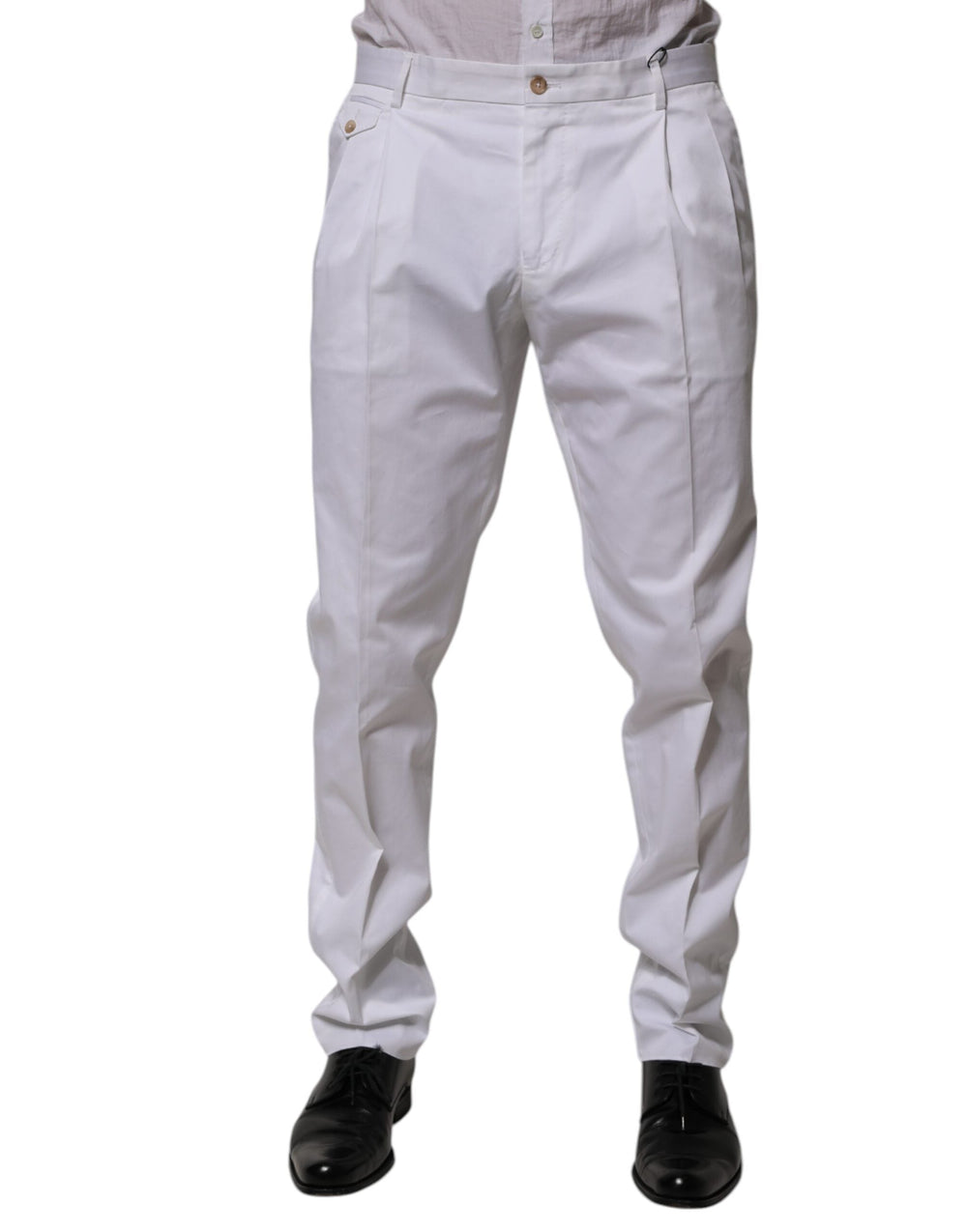Men’s Dolce & Gabbana White Cotton Dress Slim Formal Trouser Pants