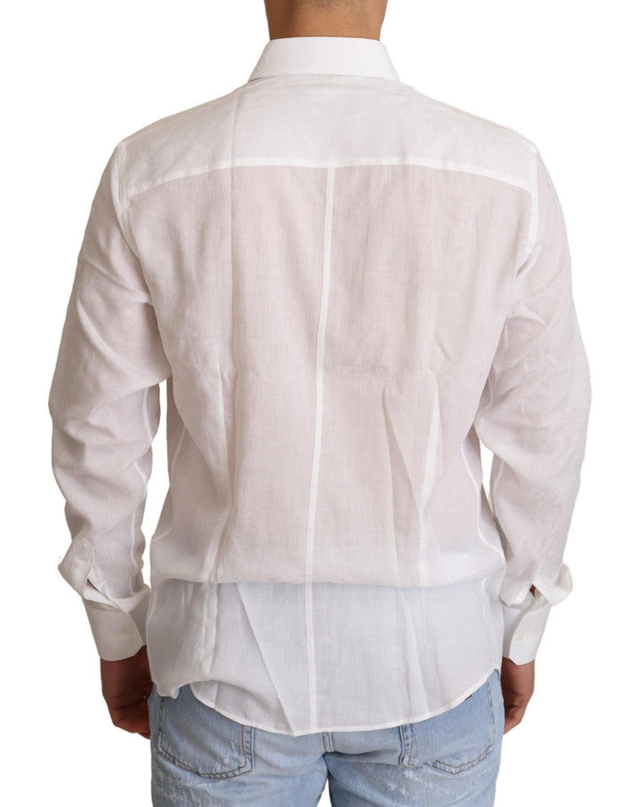 Men’s Dolce &amp; Gabbana White Cotton Floral Pattern Martini Shirt