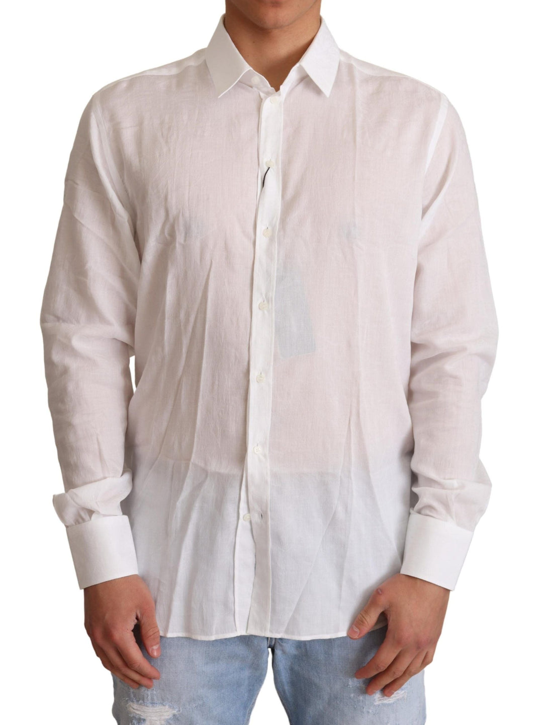 Men’s Dolce & Gabbana White Cotton Floral Pattern Martini Shirt