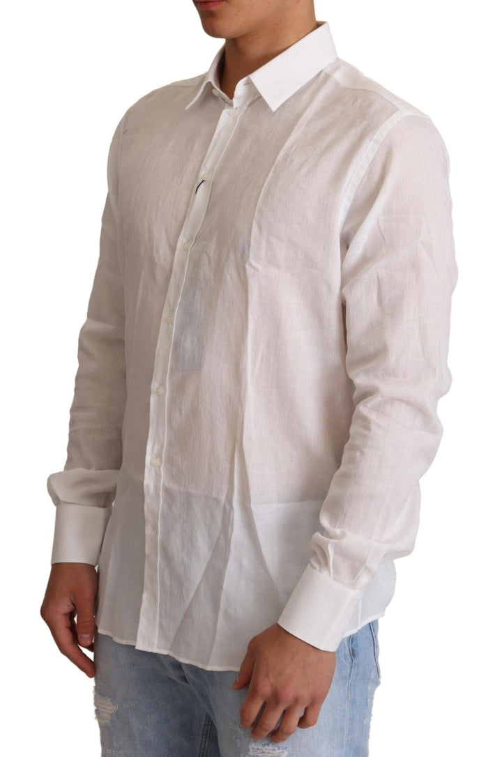 Men’s Dolce &amp; Gabbana White Cotton Floral Pattern Martini Shirt