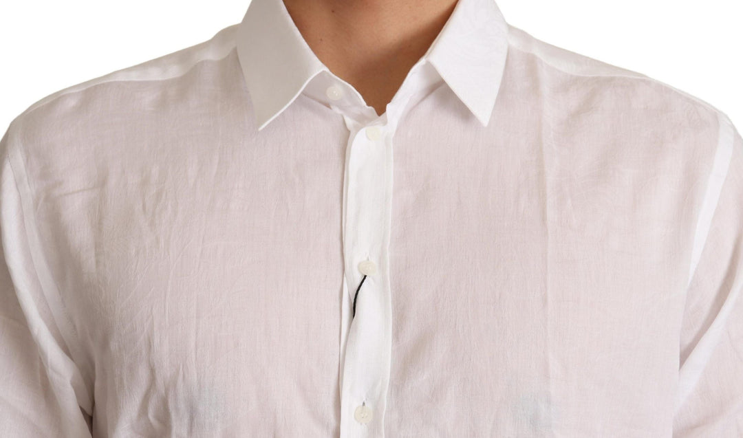 Men’s Dolce &amp; Gabbana White Cotton Floral Pattern Martini Shirt