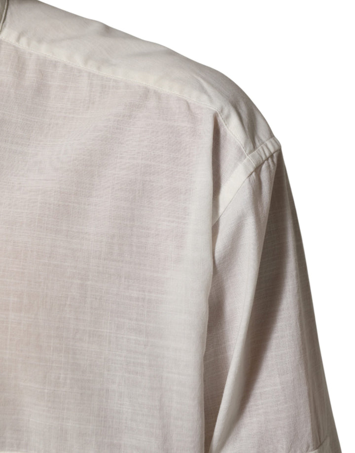 Dolce &amp; Gabbana White Cotton Floral Print Button Down Shirt