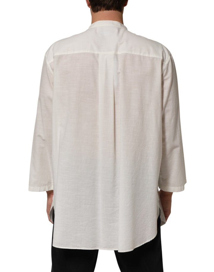 Dolce &amp; Gabbana White Cotton Floral Print Button Down Shirt