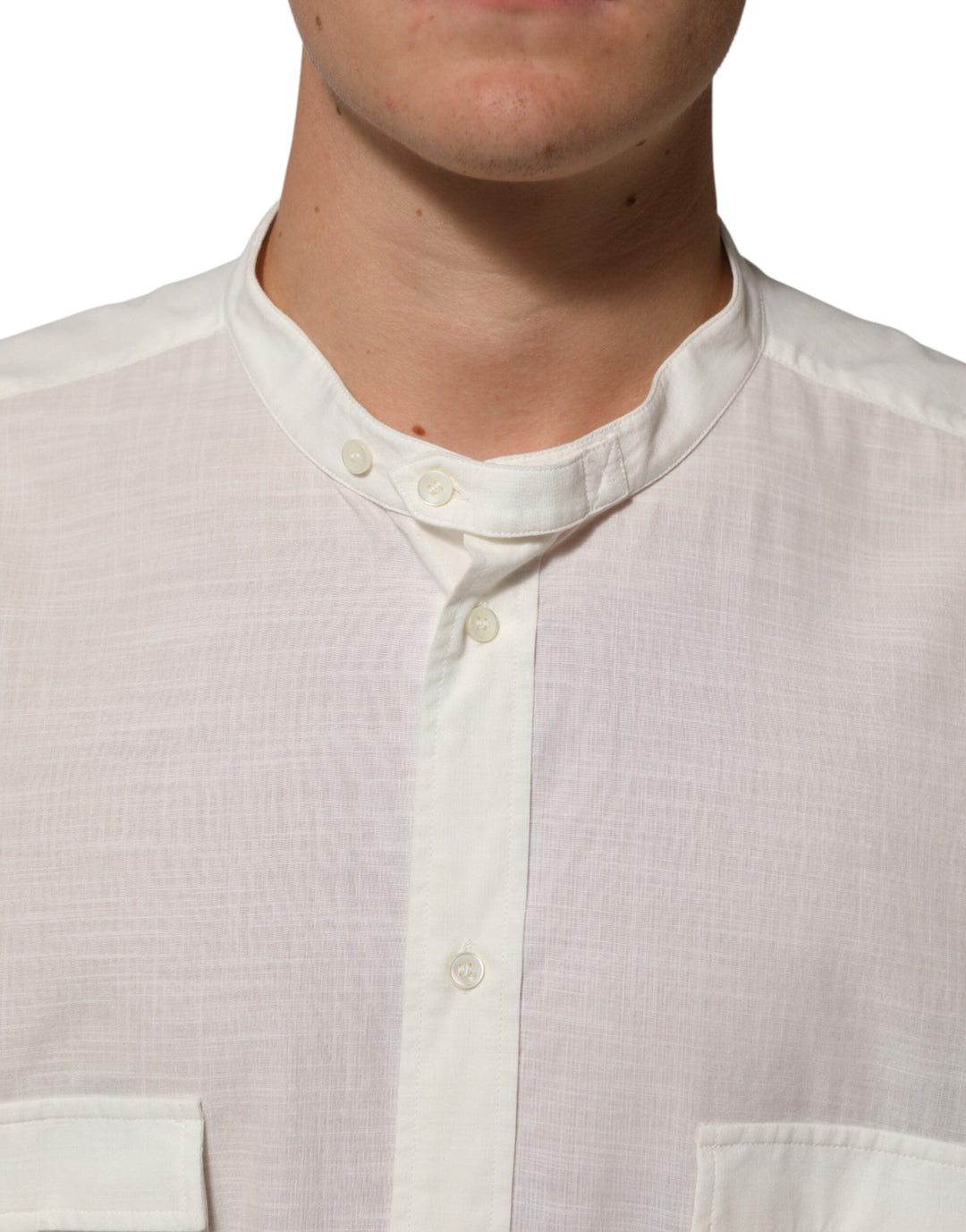 Men’s Dolce &amp; Gabbana White Cotton Floral Print Button Down Shirt