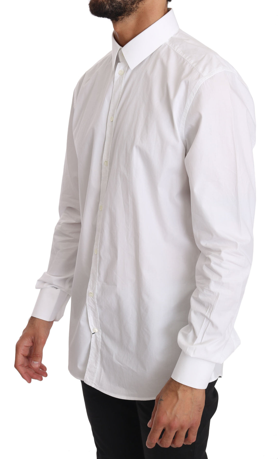 Men’s Dolce &amp; Gabbana White Cotton Gold Dress Shirt