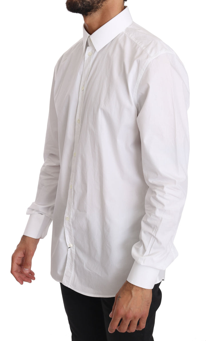 Men’s Dolce &amp; Gabbana White Cotton Gold Dress Shirt